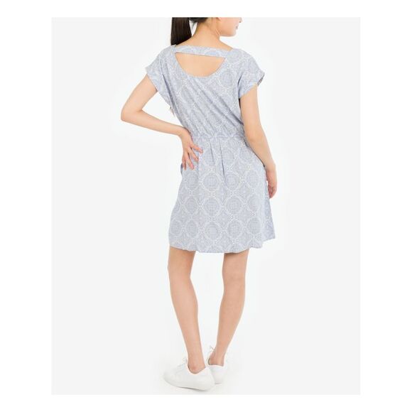 HIPPIE ROSE Womens Light Blue Elastic Waistband Short Sleeve Dress XS - Picture 2 of 4